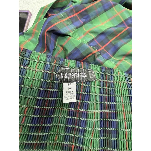 Urban Outfitters Midi Skirt Rainee Tier Green Plaid Retro Boho Preppy Medium New - Picture 11 of 11